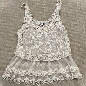 Express Cream Lace Tank Top